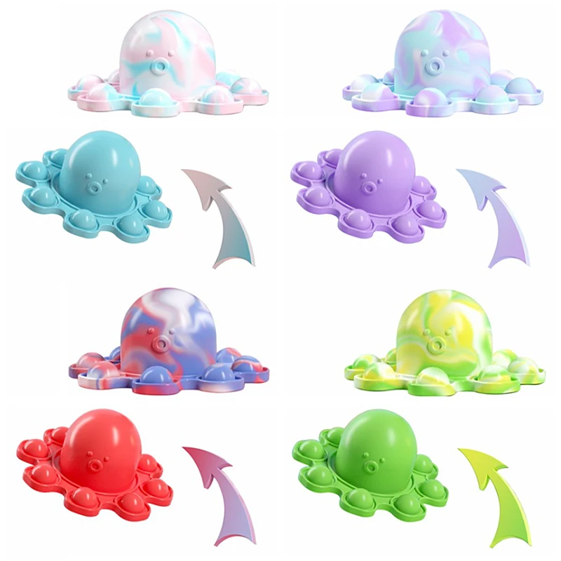 

Hot Pop Fidget Toys Keychain Mini Bubble Flip Double Sided Octopus To Autism Kids Adults Anti Stress Reliever Decompression Toy