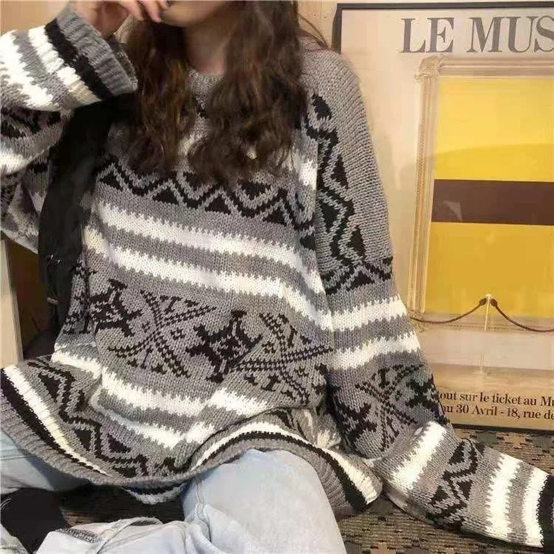 

2020 Spring and Autumn Women Sweater Elegant Loose Female Knitted Sweater Casual Long Sleeve Warm Oversized Pullover Jumpers