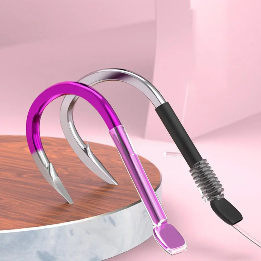 

10pcs Large Fish Hook with Crooked Mouth Blade Straight Purple Partial Carp Mouth Steel Knife Hooks Ste H6Q0