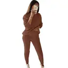 Женский трикотажный спортивный костюм, Повседневный свитер с длинным рукавом, пуловер и длинные брюки с высокой талией, Осень-зима 2020