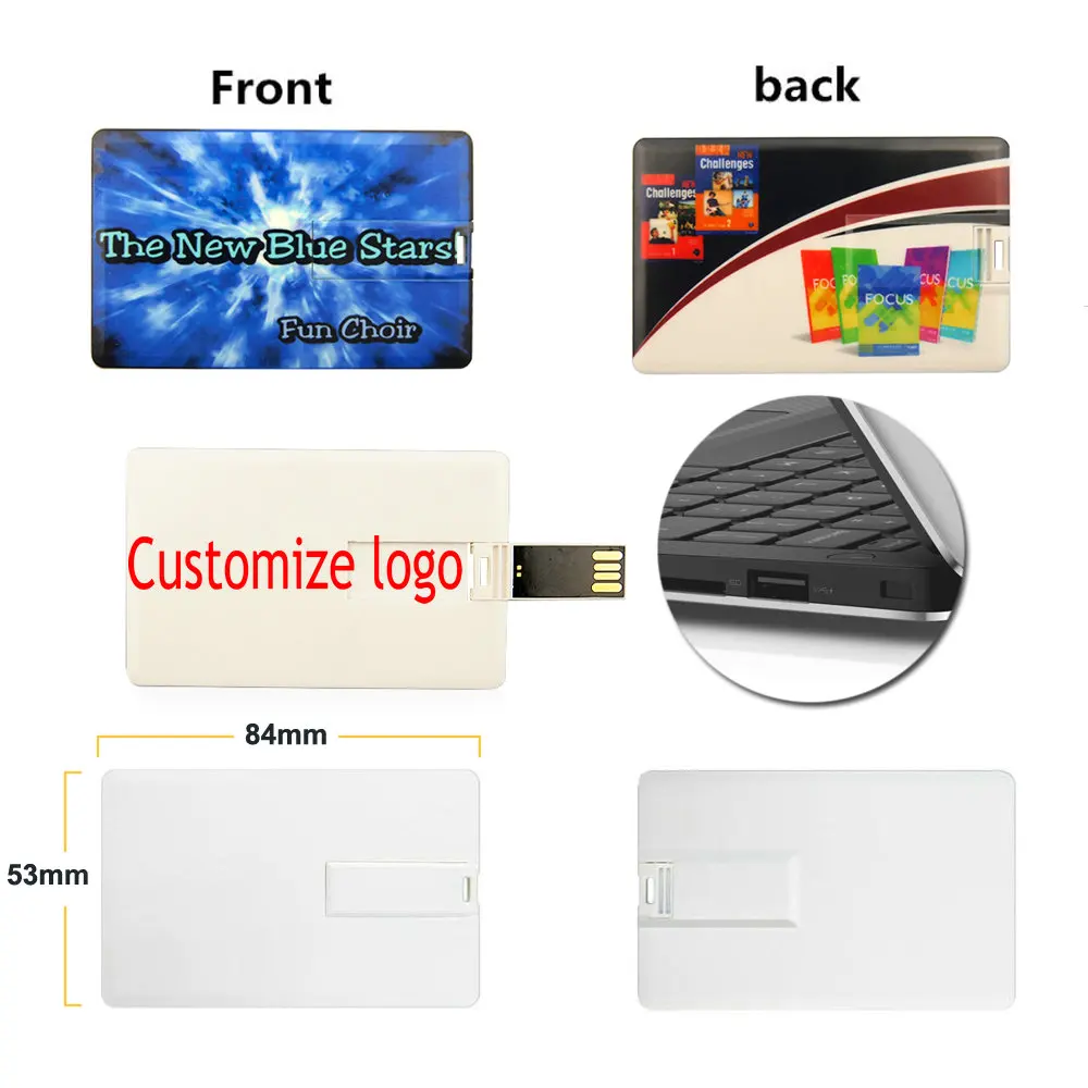 

20Pcs/Lot Free Custom Logo usb flash Credit Card Usb Flash Drive 4GB 8GB Pen Drive 16GB Memory Stick U Disk 32GB 64GB Pendrive