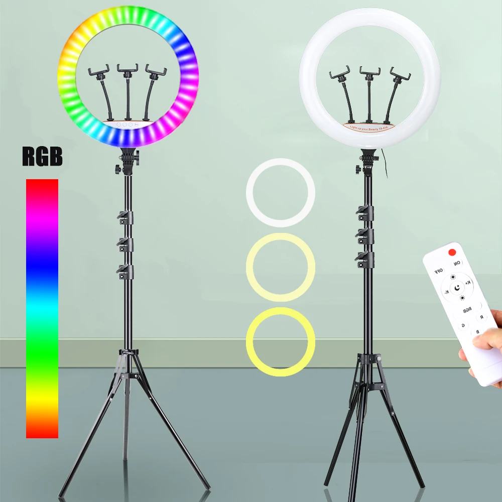 

NEW 18inch 45cm Selfie LED Ring Light Photography Lighting Photo Studio Ringlight 2700-7000K with 3 Phone Clip Holder