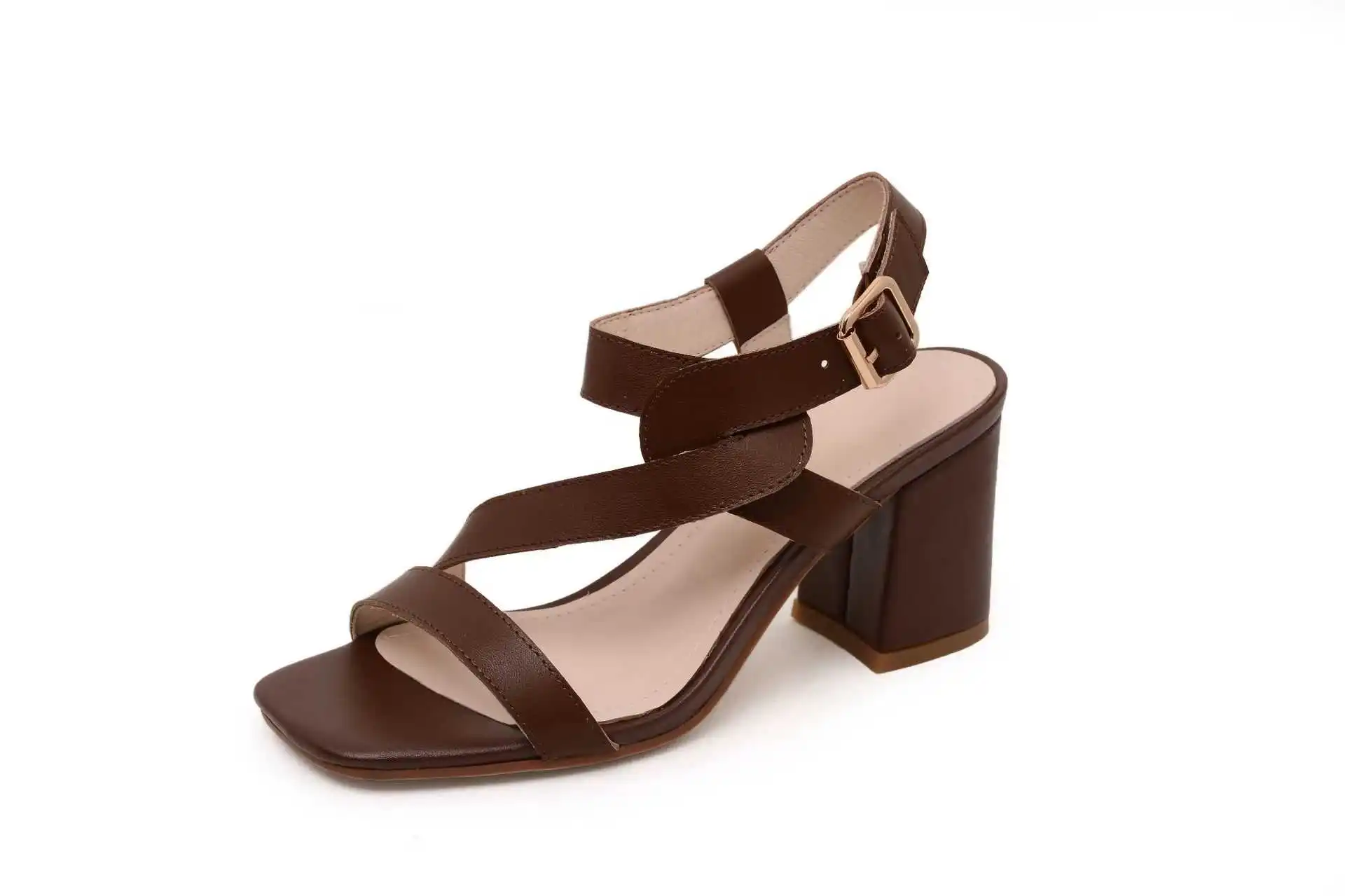 

All leather versatile top leather 2020 summer new Korea East Gate high heeled ROMAN SANDALS