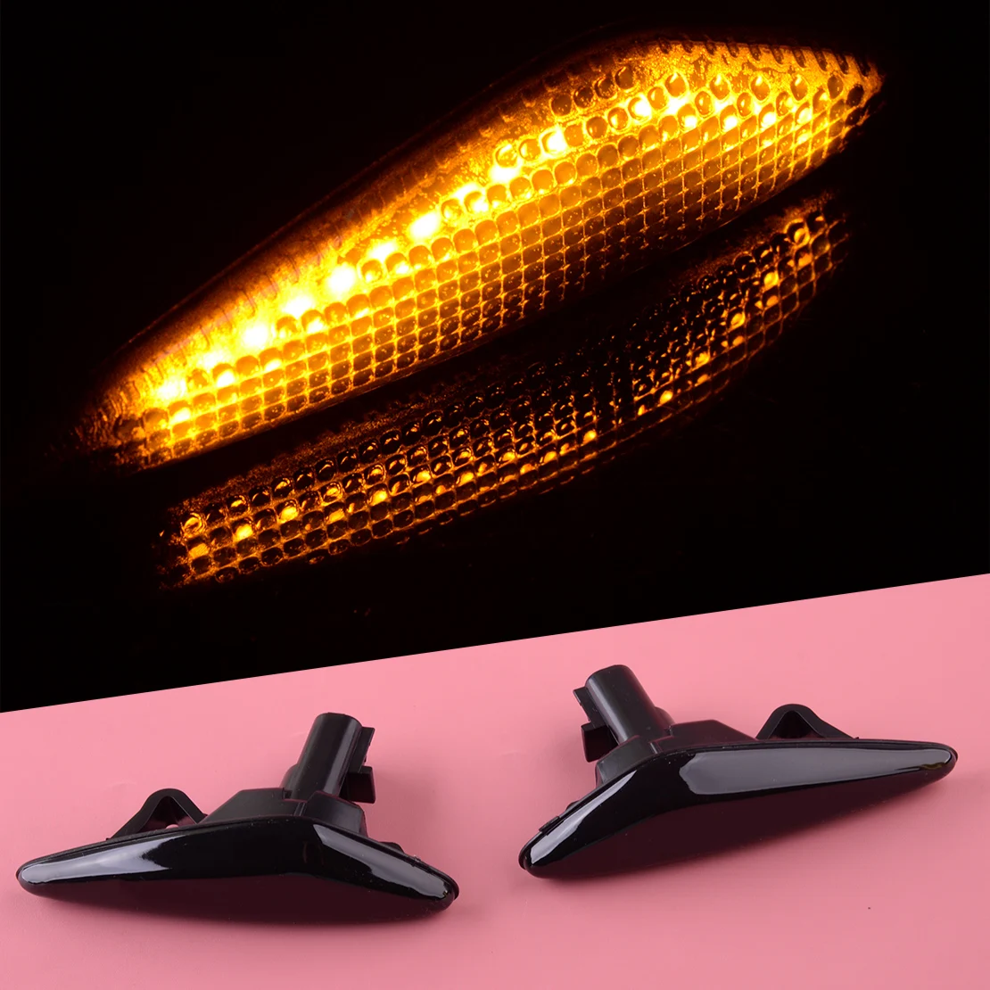 

2 pins Пластик дымчатые линзы Янтарный последовательного светодиодный боковые габаритные огни, светильник, пригодный для Mazda MX-5 RX-8 Fiat 124 челов...