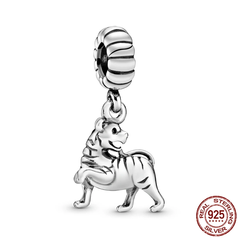 

Genuine 925 Sterling Silver Zodiac-Tiger Fit Original 3mm Bracelet&Bangle Making Fashion DIY Jewelry For Women