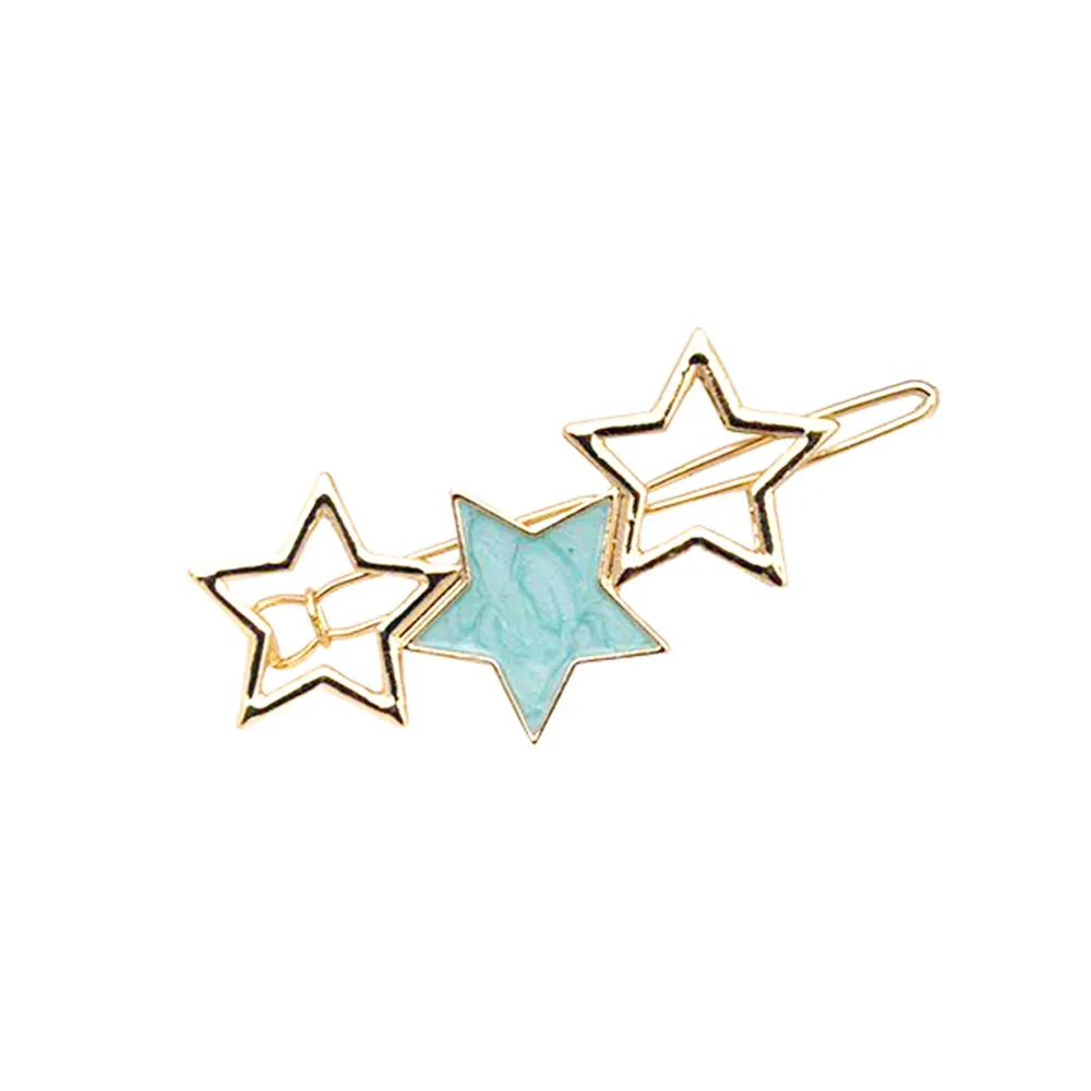 Новые модные круглые заколки для волос с пятиконечными звездами девочек женские