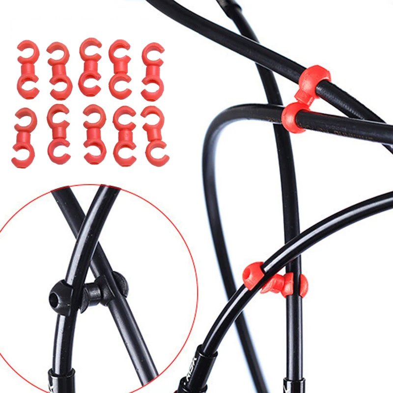 10 штук зажимов для тормозных кабелей велосипеда MTB Bike S Style Buckle Hose Guide Derailleur Shifter Line Clasps Accessorie.