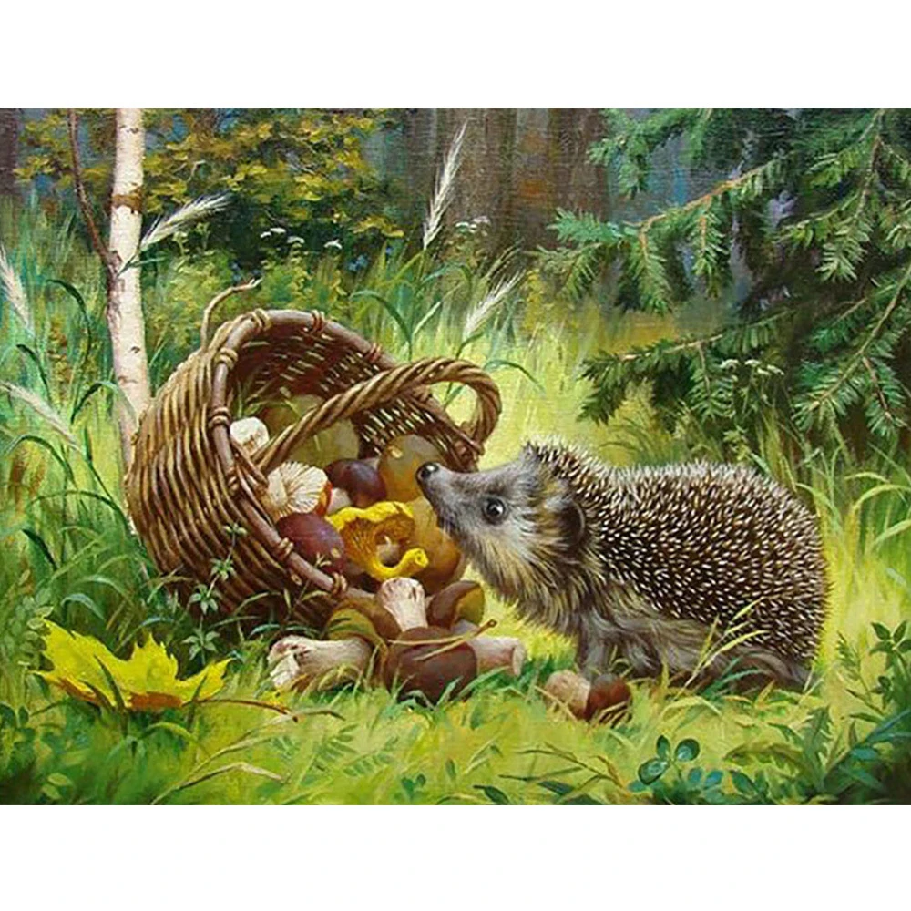 

AMTMBS Animal Hedgehog DIY Painting By Numbers Adults For Drawing On Canvas Hand Painted Oil Coloring By Numbers Wall Art Decor