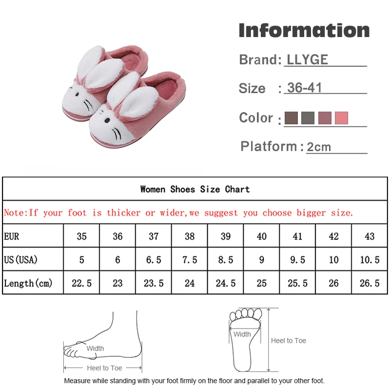 

Cute Fluffy Slippers Women Winter Plush Warm Ladies Cartoon Rabbit Home Flats 2020 Bedroom Indoor Non-slip Footwear Rubber Shoes