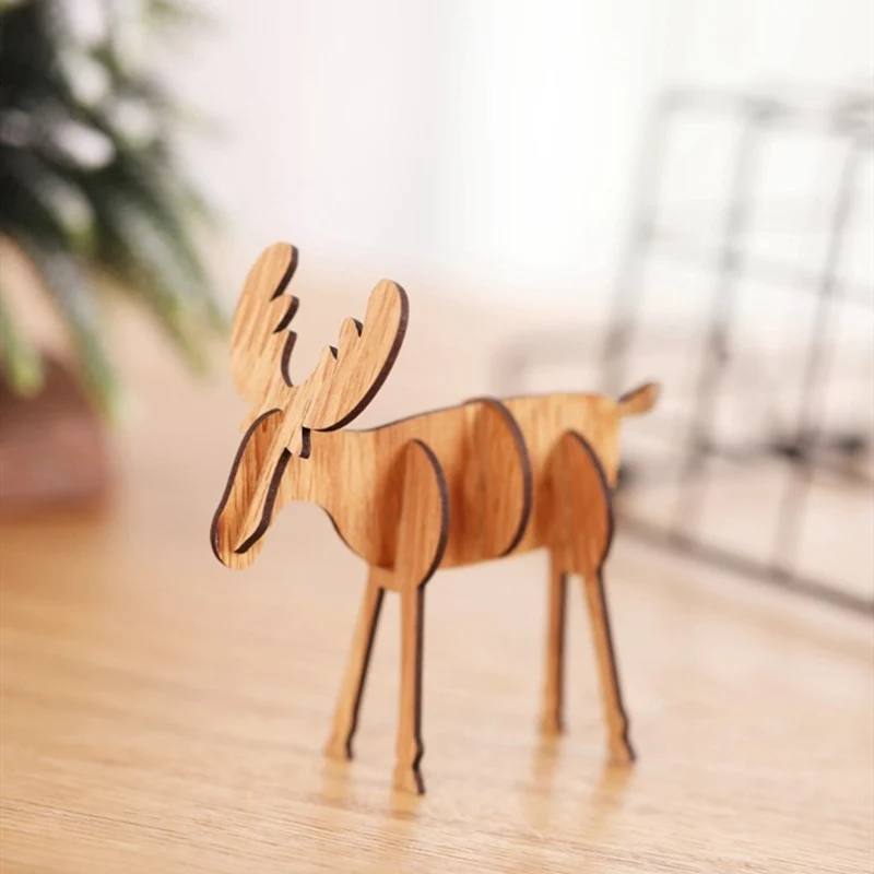 Malls Ornaments DIY Wooden Pendant Latest Table Tree Toy Festive Party Shopping New Year Elk Bars Deer Children Decorations | Дом и сад