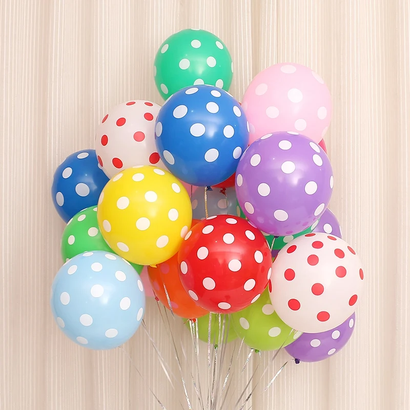 

100Pcs 12 Inch Full Print Polka Dot Balloons Latex Balloon Thick Balloons Party Supplies Party Decor