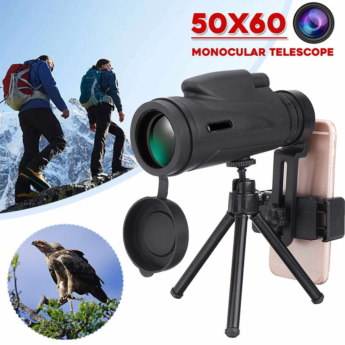 Профессиональный Монокуляр SGODDE 50X60 80x100 мощный телескоп для мобильных телефонов