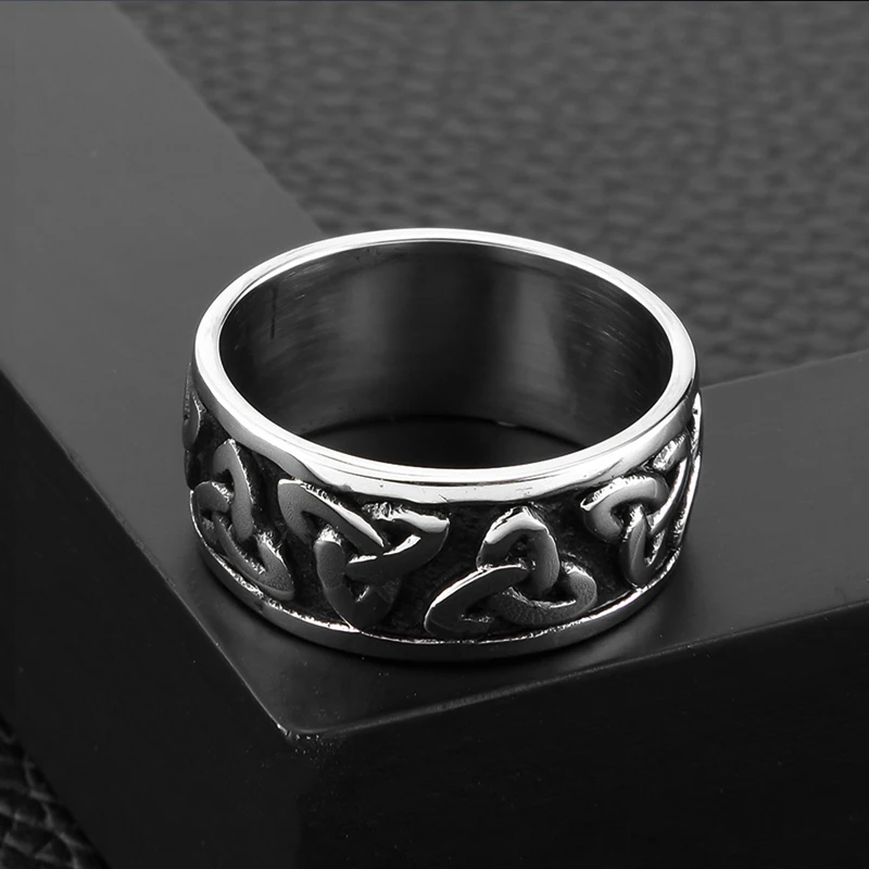 Винтажное кельтское кольцо с узлом простое из нержавеющей стали шириной 8 мм в