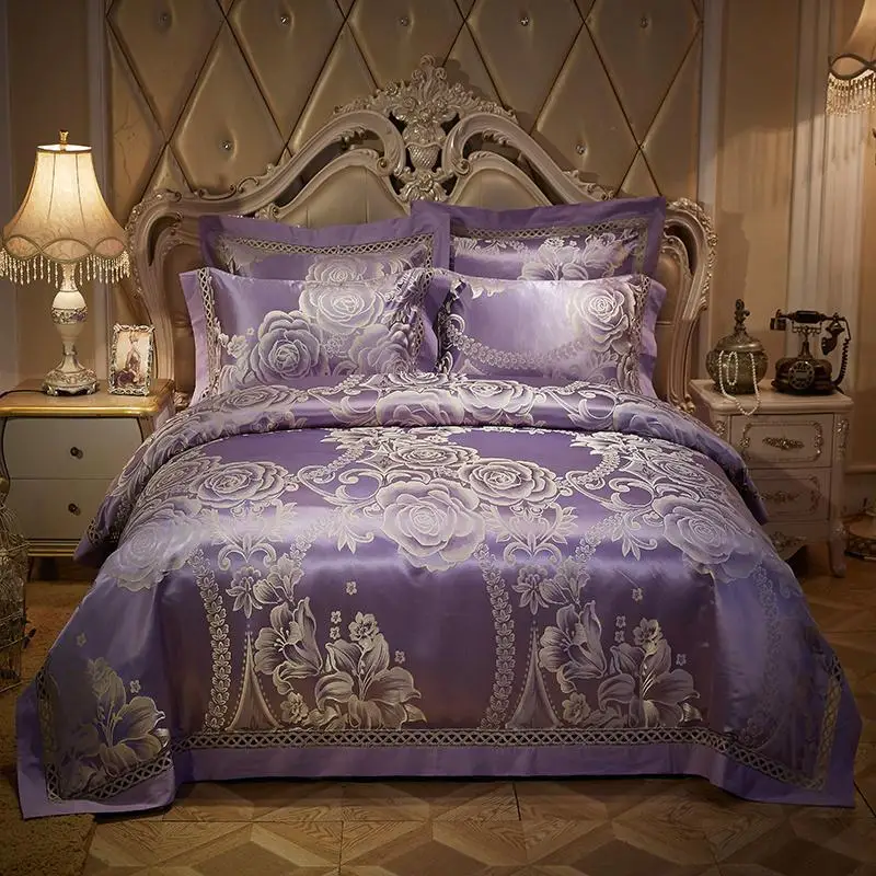 Queen Комплект постельного белья королевского размера красный Серый Атлас