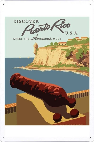 

Tin Sign of Retro Vintage Travel Poster Puerto Rico By Nature Scene Painting