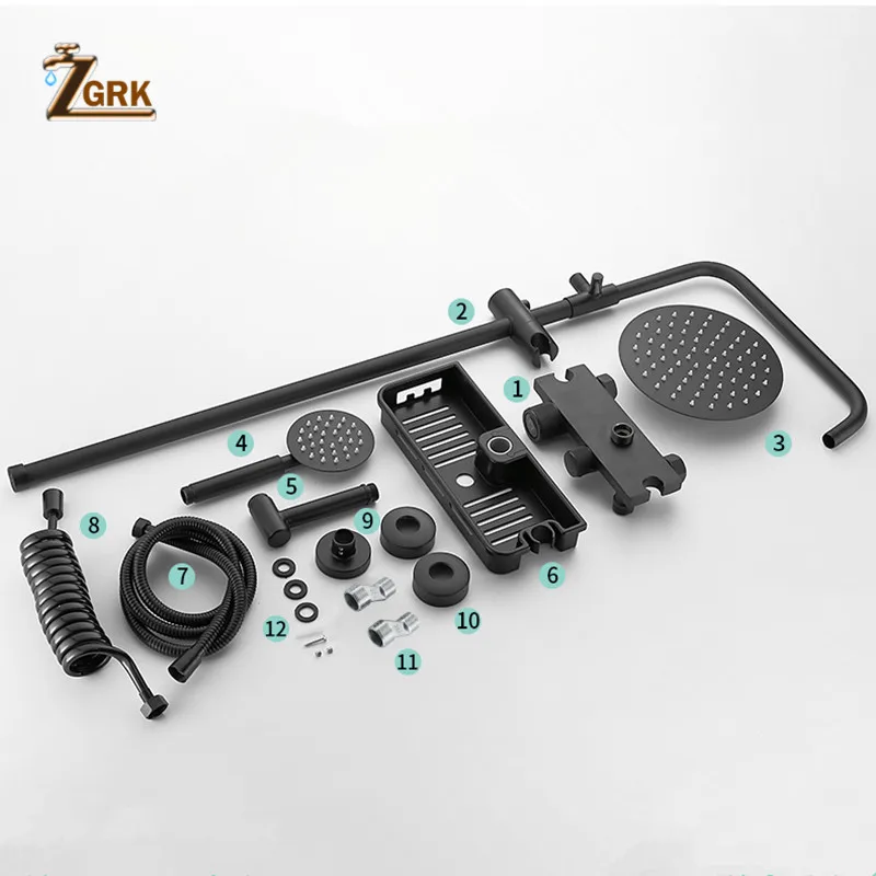 

ZGRK Bathroom Shower Set Matte Black Rain Shower Faucet Wall Mounted Bathtub Shower Mixer Tap Shower Set Mixer