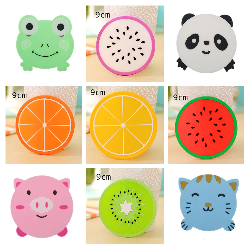 

1Pcs Fresh Fruit Coaster Panda Frog Pig Placement For Mugs Cup Table Decoration Stationery Office Accessories School Supplies