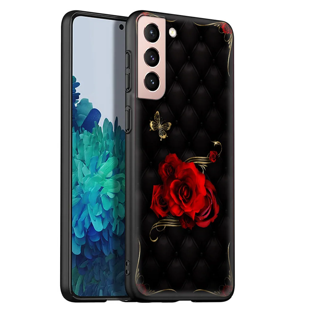 

Red Roses Luxury Phone Case for Samsung Galaxy S20 FE S21 S20 Ultra S10 Lite S10E S9 S8 Plus 5G Soft Coque Shell