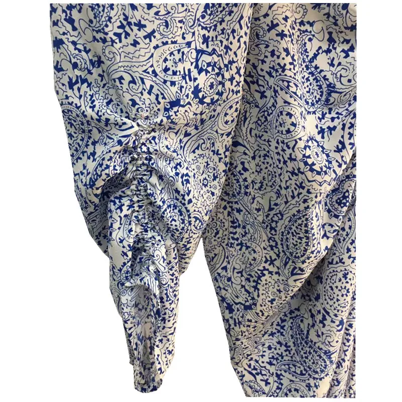 

Women's Dress Irregular Pleated V-neck Floral Print Back Zipper Ladies Dresses