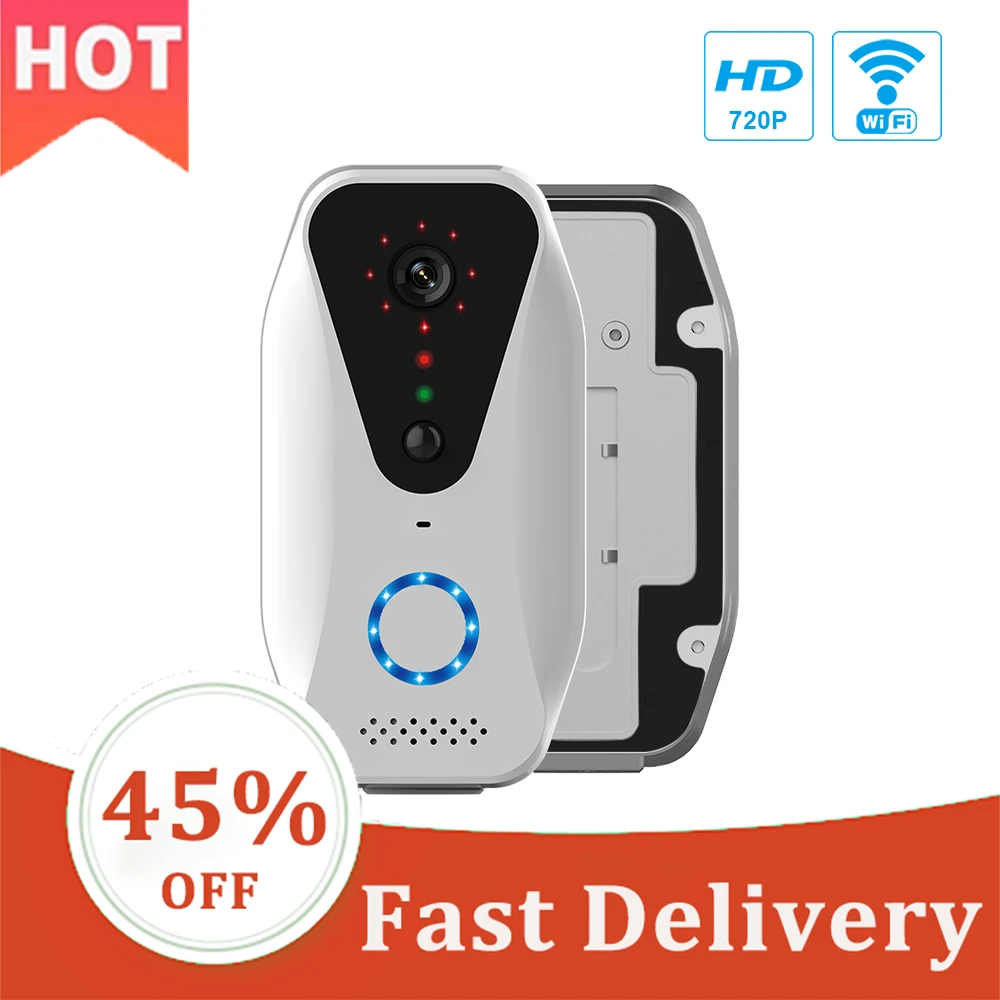 

Умный Визуальный дверной звонок с Wi-Fi, 720P, HD, голосовой домофон, домашний ночное видение, удаленный видеомониторинг, дверной звонок с защитой...