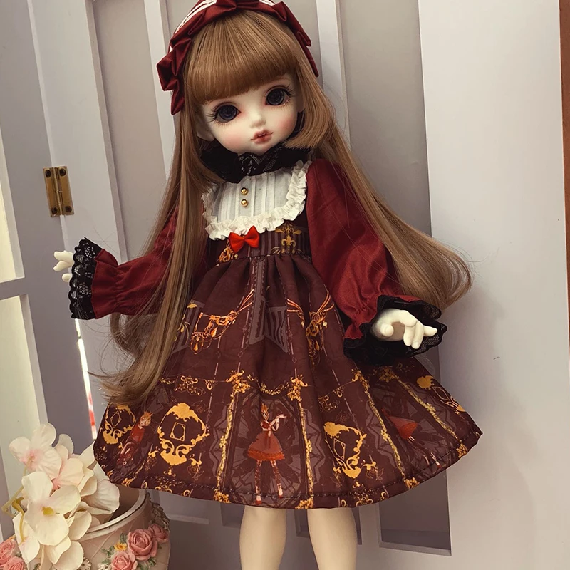 BJD одежда 1/6 1/4 Кукла платье с пузырчатыми рукавами для 1/6 1/4 BJD 1/6 Blyth кукла аксессуары BJD платье+ украшение для волос
