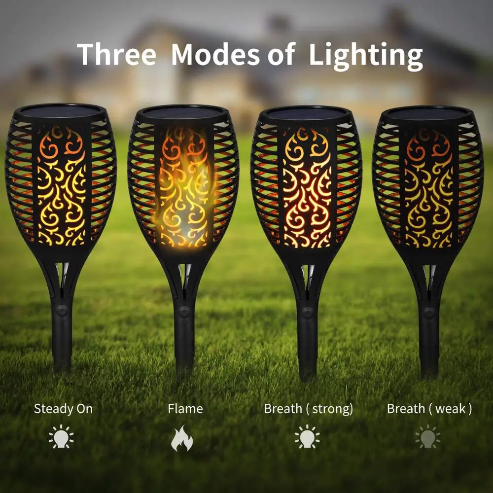 Фонарь светильник на солнечной батарее с мигающим пламенем IP65 водонепроницаемый