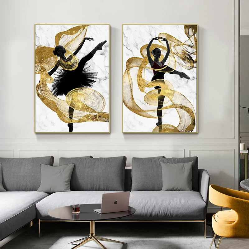 

Flying Dancer Girl Painting Wall Art Canvas Abstract Poster Prints Modern Office Decoration Picture Living Room Bedroom Decor