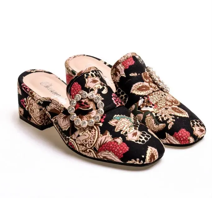 Женские туфли с квадратным носком лодочки в стиле ретро на среднем каблуке