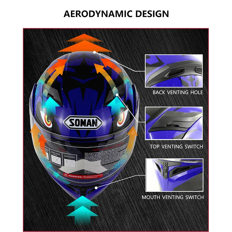 Встроенный Bluetooth шлем SOMAN 955 двойной козырек мотоциклетный с откидной крышкой
