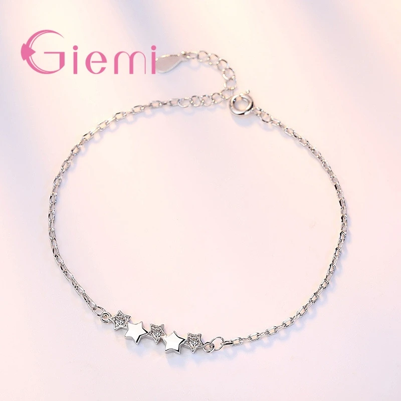 Минималистичный браслет для девочек с 5 звездами высокое качество серебро 925