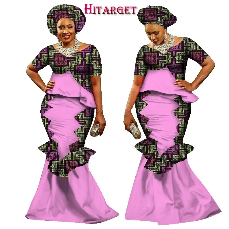 

2018 New Custom Made Wax Tops+Skirts Set Ladies Suits African Women Two Pieces African Clothing Plus Size Party Costume WY2429