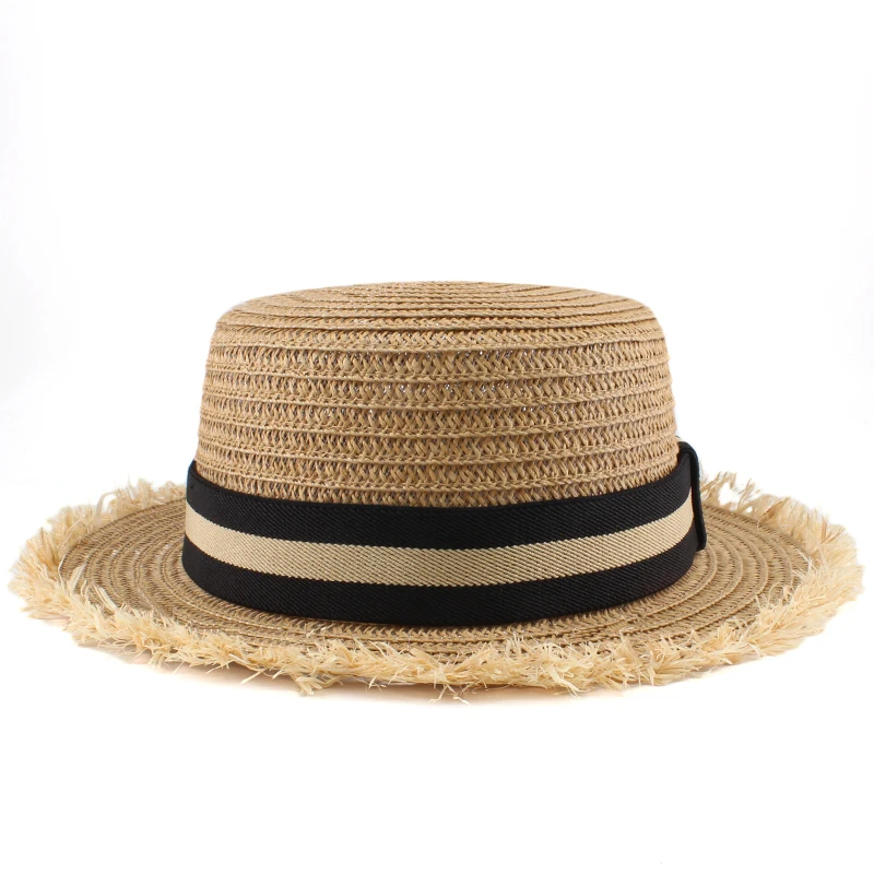 Мужские и женские мужские соломенные шляпы с плоским верхом женская летняя