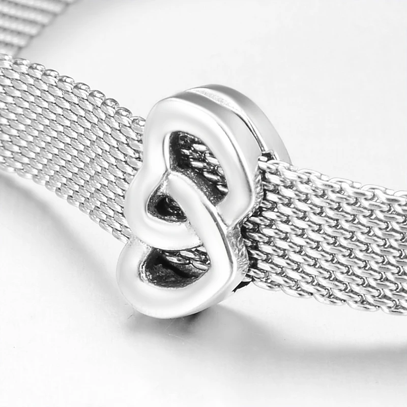 Новый 925 пробы Серебряный браслет в форме сердца с крестообразными бусинами