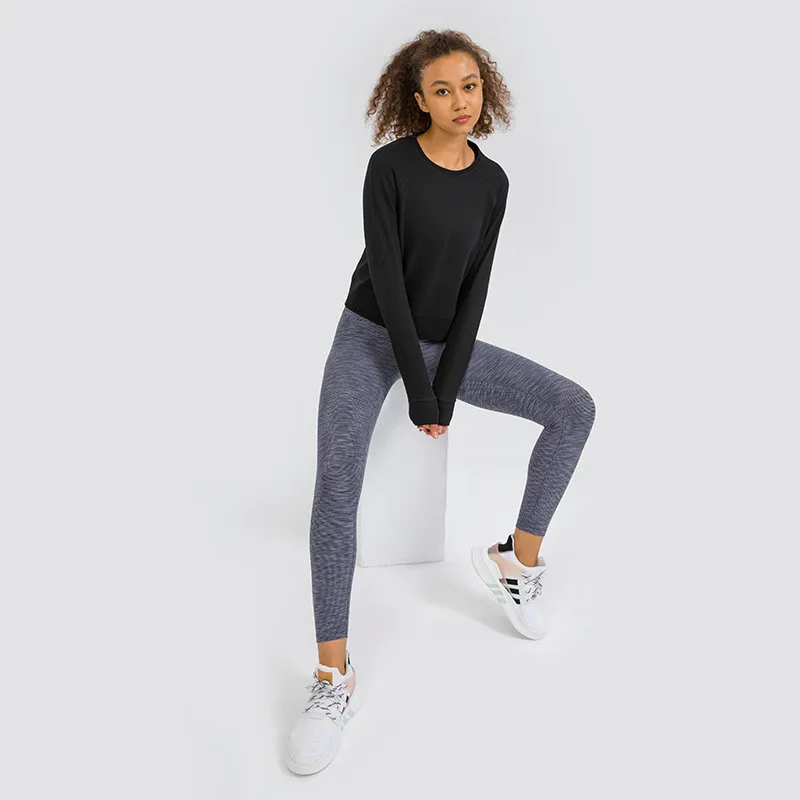 New Women Loose Casual Sports Long Sleeve Sweatshirt Fitness Running Clothing Yoga Shirt Thick Warm Casual Loose Gym Training