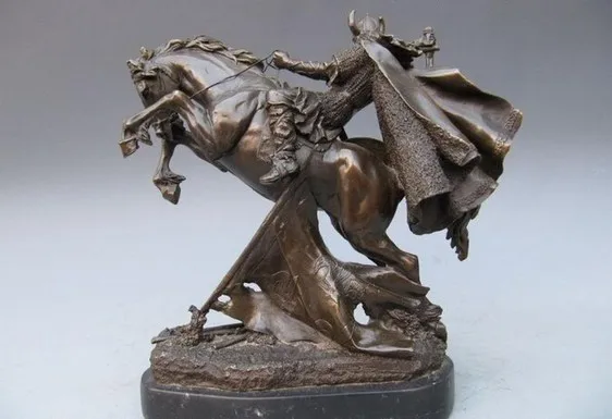 YM 311 Япония бронзовые медные и Мрамор воин Самурай статуя Верховая езда | Дом сад