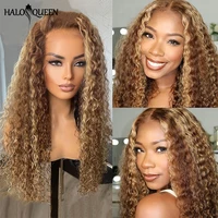 highlight wig human hair honey blonde lace front wigs for women 13x4 peruvian curly human hair wig 4x4 deep wave frontal wig 180