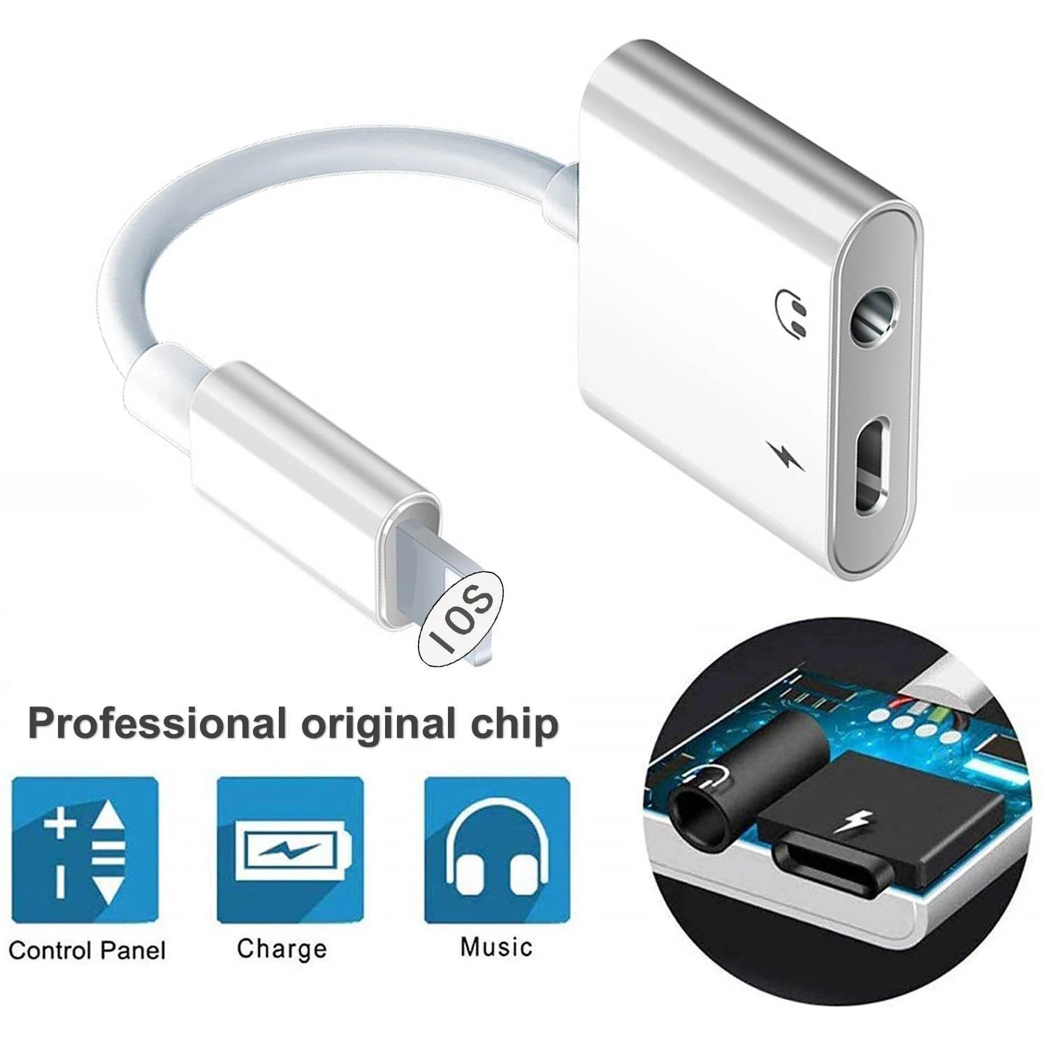 2 в 1 ОС iOS USB кабель для адаптера Lightning до 3 5 мм разъем адаптер наушников зарядное