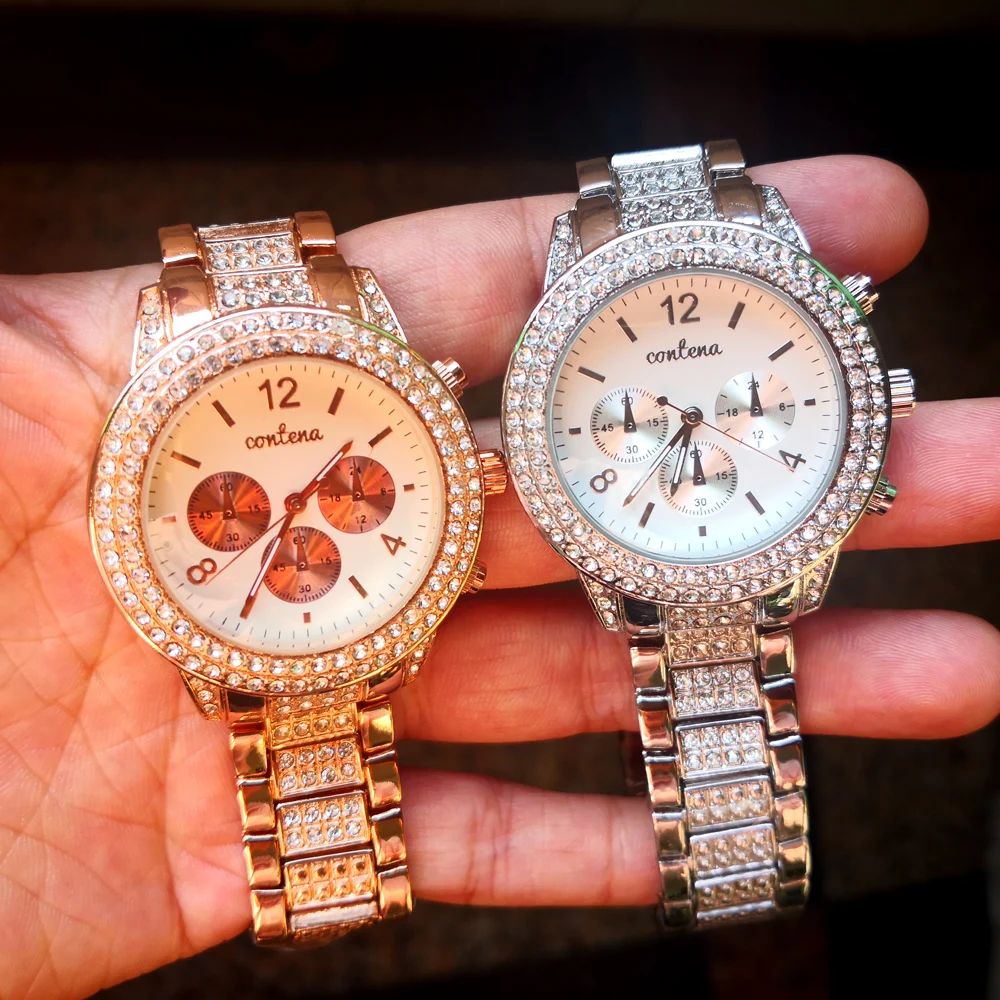 Новинка 2021 модные повседневные часы Серебристые со стразами женские элегантные