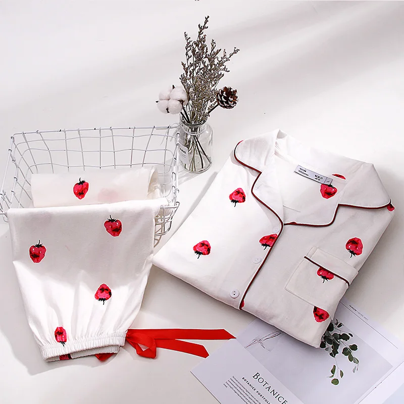 Autumn 100% Cotton Pajamas for Women 2020 Winter Pijamas 2PCS Lounge Sleepwear for Ladies PJ 100 Cotton Pyjama Blue Leisure Wear