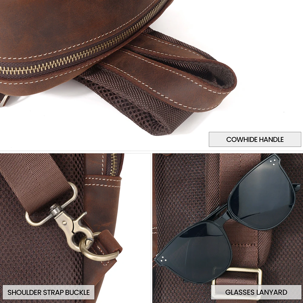 Мужская сумка-слинг JOYIR из натуральной кожи винтажный рюкзак через плечо Crazy Horse