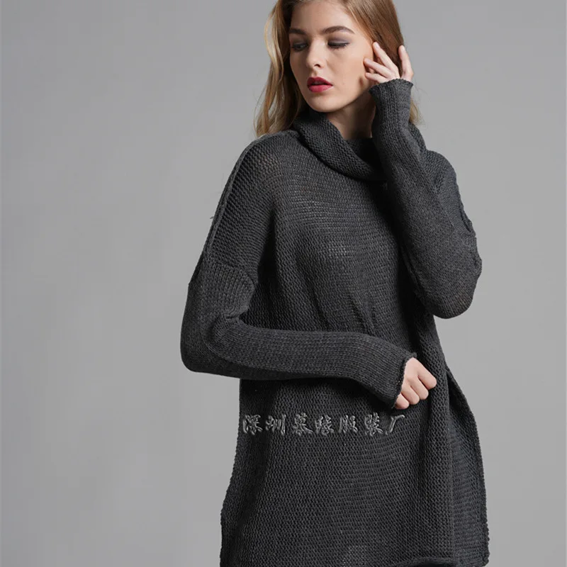 women pullover sweater grey cross border turtleneck sweaters plus large size sexy 2019 autumn winter top knitwear free shipping | Женская