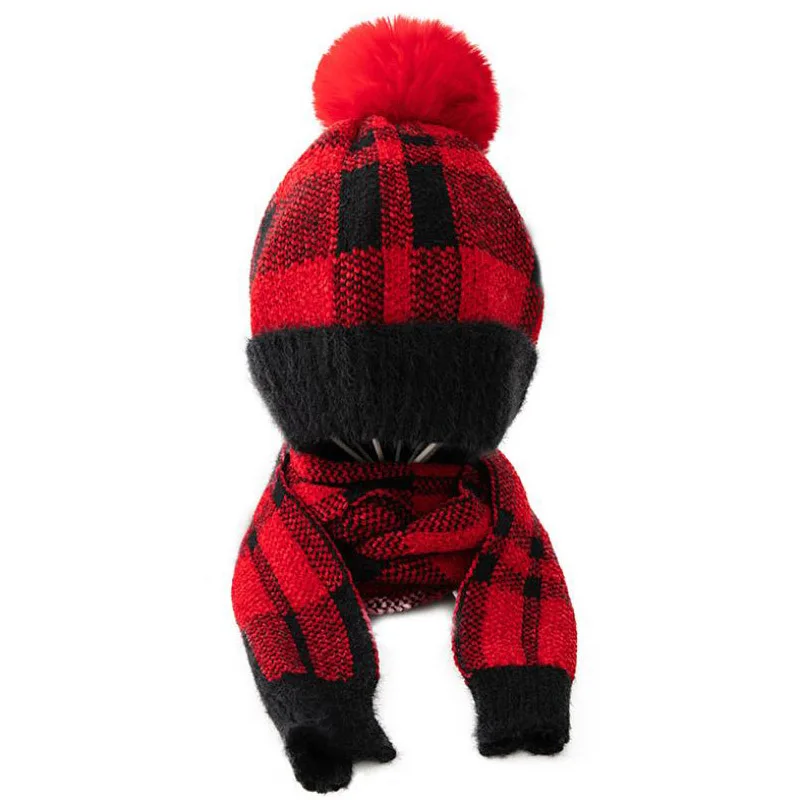 3 шт. детские зимние вязаные шапки шарф и перчатки|Шарфы для девочек| |