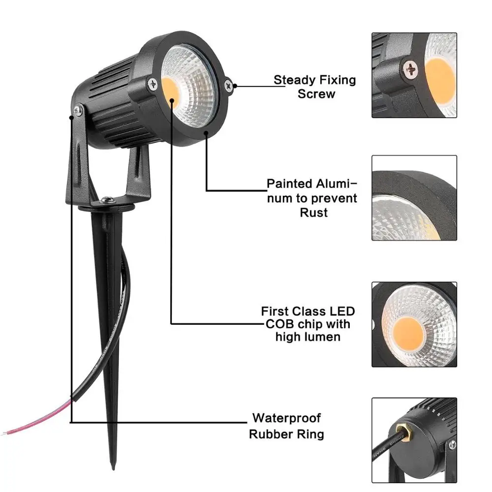 12V COB наземный светильник Открытый водонепроницаемый светодиодный газонный для
