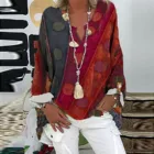 Винтажные размера плюс оверсайз рубашка, набор женских льняных миди Длина Boho Твердые Цвет, синего и коричневого цветов туники с коротким рукавом S-3xl блузка рубашка