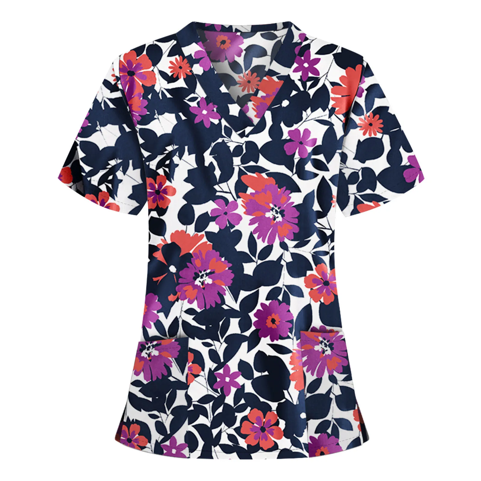 

Nurse Uniform Easter Printed Short Sleeve V-Neck Tops For Women Summer Ladies Fashion T-Shirt Care Workers Tunic Clinic Tops