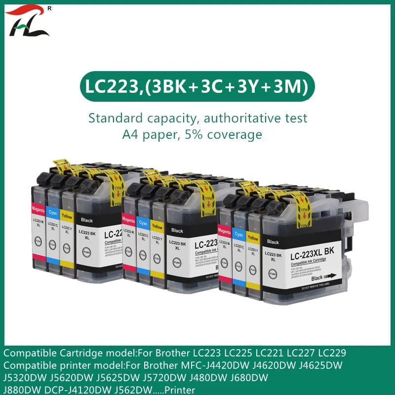 

LC223 LC221 LC 223 Cartridges for Brother Printer Ink Cartridge DCP-J562DW J4120DW MFC-J480DW J680DW J880DW J5320