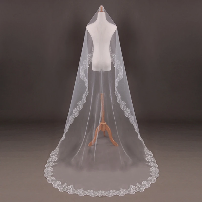 

150cm Women Bridal Short Wedding Veil White One Layer Lace Flower Edge Appliques wedding accessories for women bride
