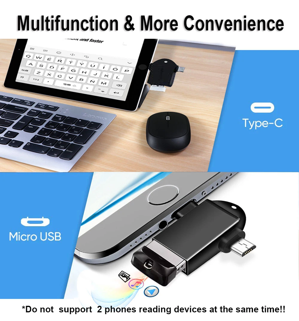 Promotional 2 in 1 OTG Converter USB 3.0 to Micro and Type C Adapter USB3.0 Data Mobile Phone |