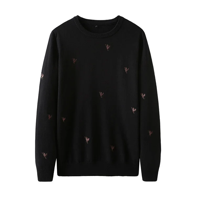 Новинка 2019 мужские вязаные Повседневные свитера с вышивкой и краном пуловеры