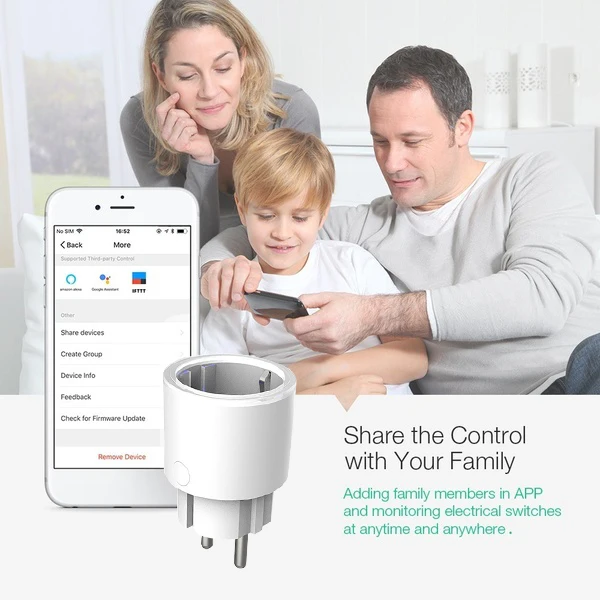 Умная розетка питания Smart Life с Wi-Fi вилка европейского стандарта таймер голосовое